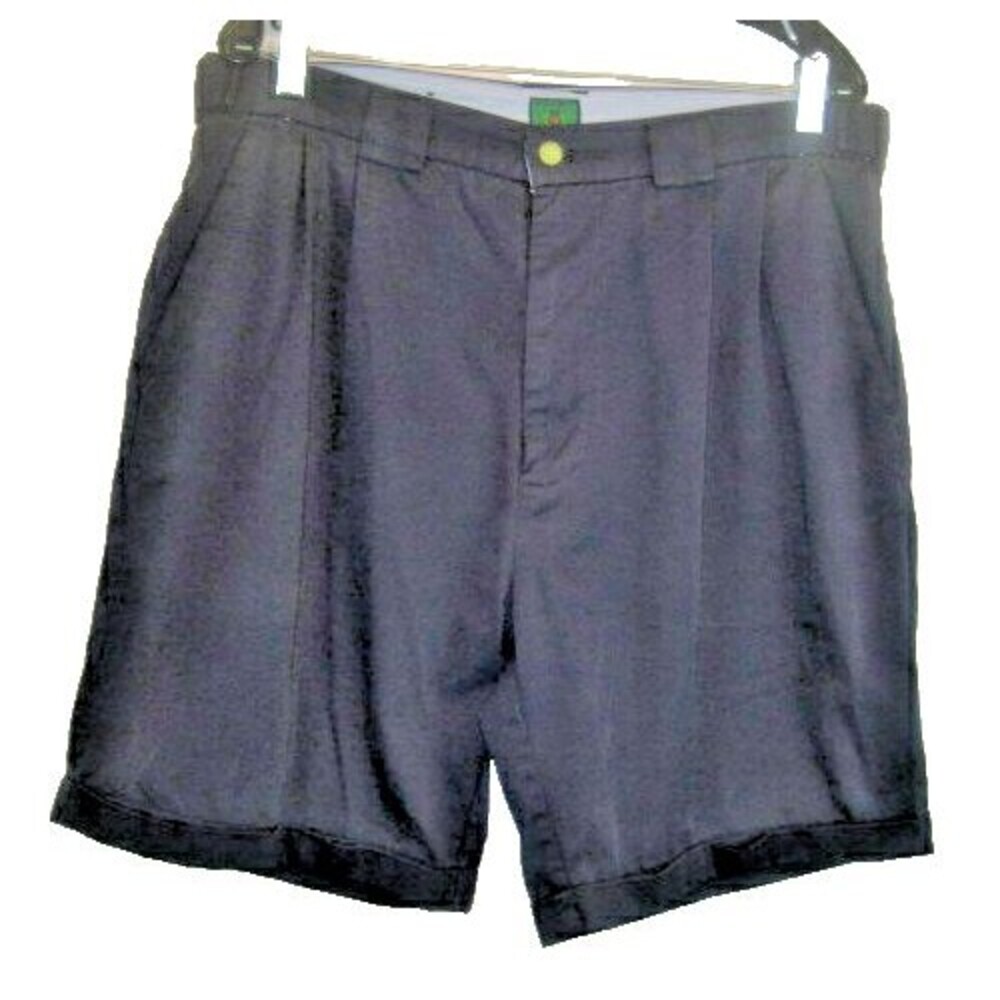Mens Bugle Boy Navy Cotton Blend Pleated Cuffed Golf Shorts sz36x9